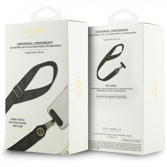 Universal lanyard Guess CBDY 4G Tether Patch Strass Metal Logo black