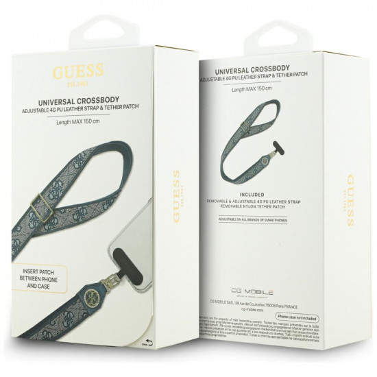 Universal lanyard Guess CBDY 4G Tether Patch Strass Metal Logo blue