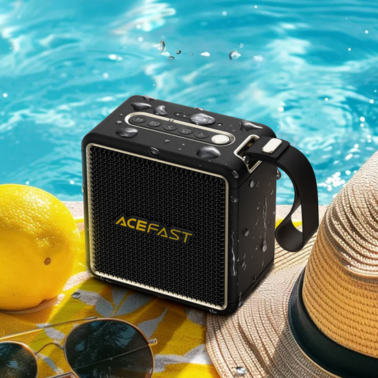 Acefast Wireless Speaker Nano (K3) Bluetooth 5.4, RGB Lights, Handsfree Calls, USB, TF, AUX, IPX6, USB C, 2600mAh Black