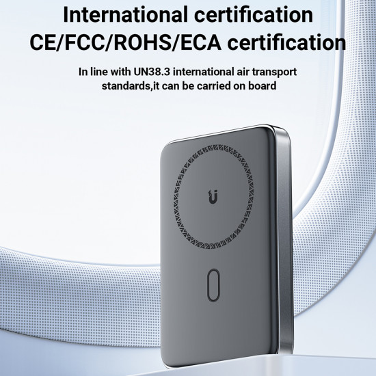 Acefast Magnetic Wireless Power Bank (M6 10000) with Stand, Type C, 10000mAh, 38.5Wh, 20W, LED Light, Small Size Black