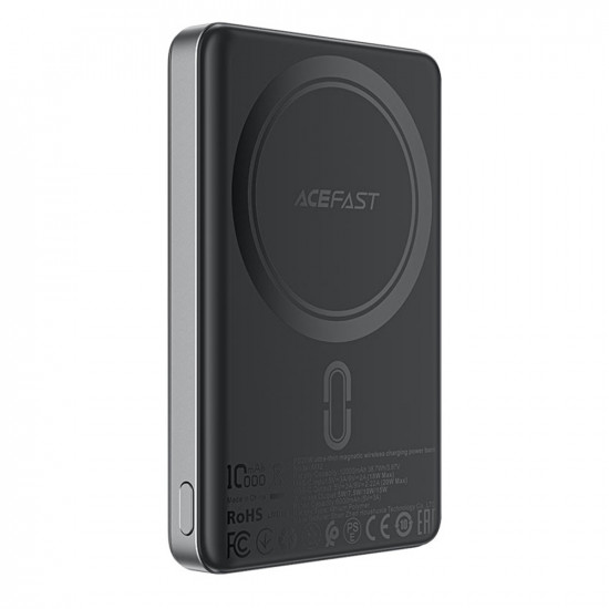 Acefast Magnetic Wireless Power Bank (M12 10000) Ultra thin, Type C, 10000mAh, 38.7Wh, PD20W, LED Indicator Black