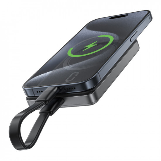 Acefast Magnetic Wireless Power Bank (M12 10000) Ultra thin, Type C, 10000mAh, 38.7Wh, PD20W, LED Indicator Black