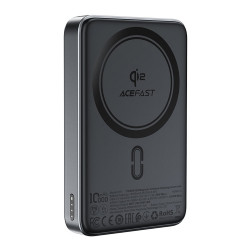 Acefast Magnetic Power Bank (M11 10000) Type C, 10000mAh, 38.5Wh, PD30W, Qi2 Certified, LED Indicator Black