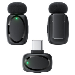 Acefast Wireless Lavalier Microphones (R2) Type C, 360°, Noise Reduction, Dual mic Rec, 300mAh, Ultra low Latency Black