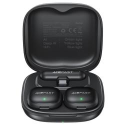 Acefast Wireless Lavalier Microphones (R1) Lightning, HD 360°Sound, AI Noise Reduction, 750mAh, Ultra low Latency Black