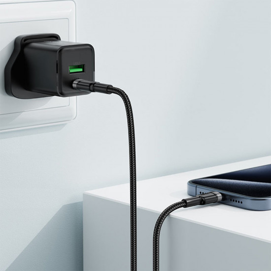 Acefast Data Cable (C22 03) Fast Charge, Type C to Type C, 60W, 3A, Nylon Braid, FCC, CE, RoHS, EAC, 1.2m Black Acefast Data Cable (C22 03) Fast Charge, Type C to Type C, 60W, 3A, Nylon Braid, FCC, CE, RoHS, EAC, 1.2m Black