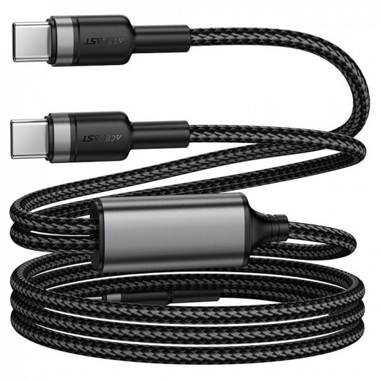 Acefast Data Cable 2in1 (C22 02) Fast Charge, Type C to 2x Type C, 100W, 5A, Nylon Braid, CE, RoHS, EAC, 1.25m Black
