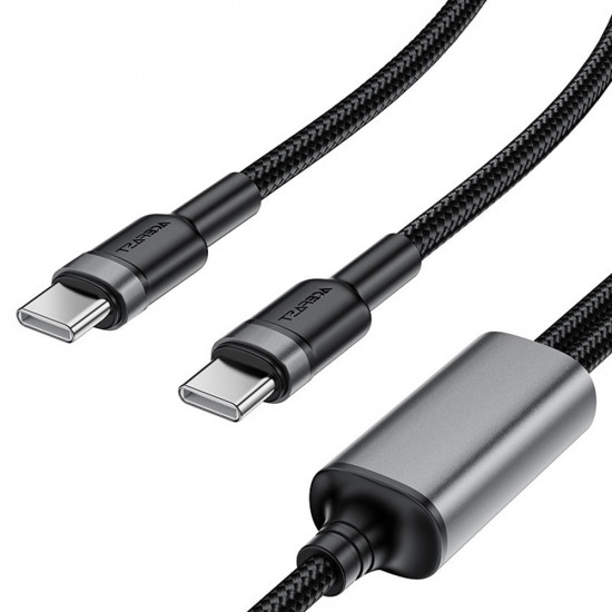 Acefast Data Cable 2in1 (C22 02) Fast Charge, Type C to 2x Type C, 100W, 5A, Nylon Braid, CE, RoHS, EAC, 1.25m Black