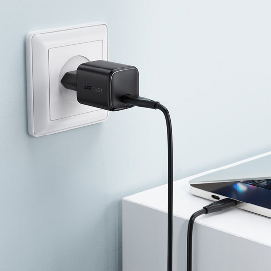 Acefast Wall Charger (A119) GaN Technology, Fast Charge, PD45W, Mini Design, Single USB C Output Black