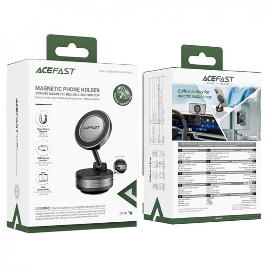 Acefast Car Holder (E30) for Dashboard/Windshield, Magnetic Grip Metal Gray