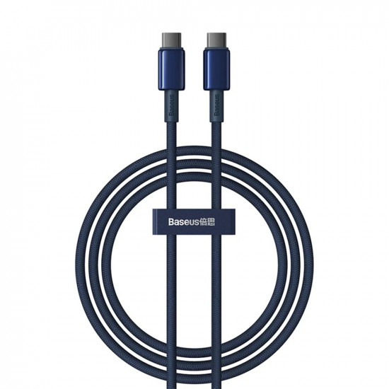 Baseus Data Cable Tungsten Gold (P10319800321 03) Type C to Type C, Super Fast Charge, 100W, 480Mbps, 1m Navy Blue