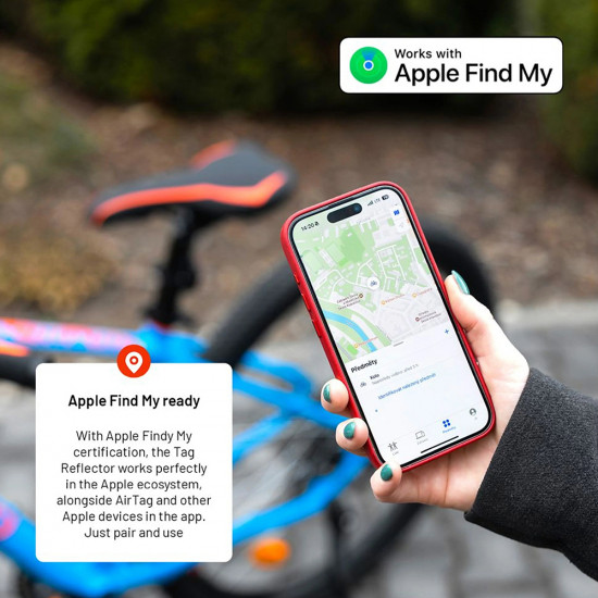 Fixed Smart Tracker (FIXTAG RE BK) for Bike, Rear Reflector Function, Apple Find My, Bluetooth 5.2, IP67 Black Fixed Smart Tracker (FIXTAG RE BK) for Bike, Rear Reflector Function, Apple Find My, Bluetooth 5.2, IP67 Black