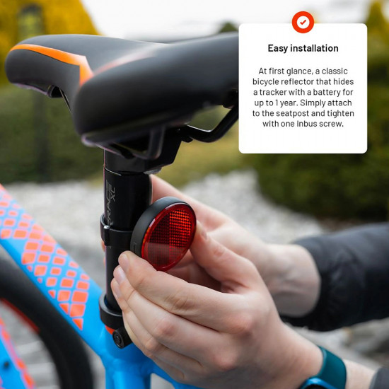 Fixed Smart Tracker (FIXTAG RE BK) for Bike, Rear Reflector Function, Apple Find My, Bluetooth 5.2, IP67 Black Fixed Smart Tracker (FIXTAG RE BK) for Bike, Rear Reflector Function, Apple Find My, Bluetooth 5.2, IP67 Black