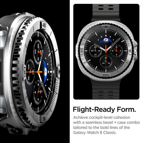 Spigen Bezel Tune Pro Pilot for Samsung Galaxy Watch8 Classic, Stainless Steel Silver