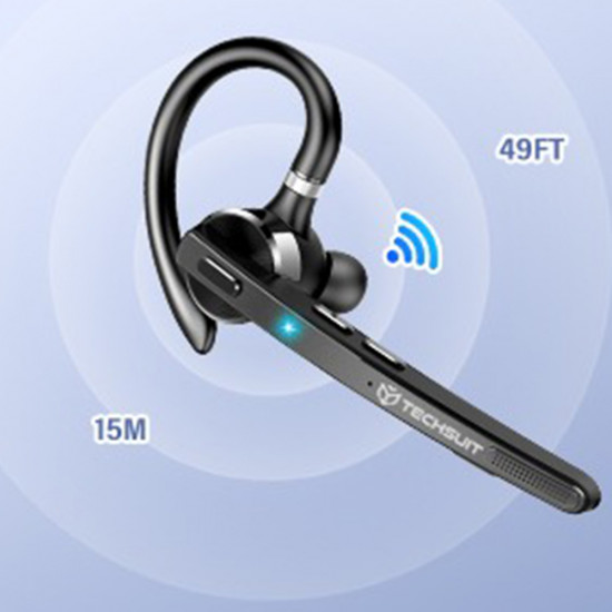 Techsuit Premium Bluetooth Headset TalkZen (G9) HandsFree, BT5.1, Dual Noise Cancelling Microphone, 500mAh, 72hrs Black