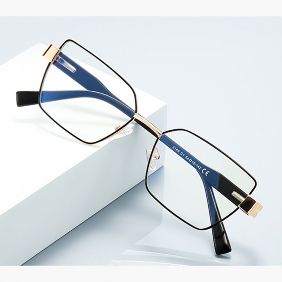 Techsuit Anti Blue Light Glasses Reflex PC (3169) for Women, Hexagonal, Metal Frame, AC Lens Brown/Leopard