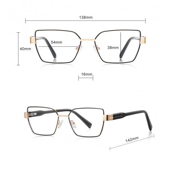 Techsuit Anti Blue Light Glasses Reflex PC (3169) for Women, Hexagonal, Metal Frame, AC Lens Brown/Leopard