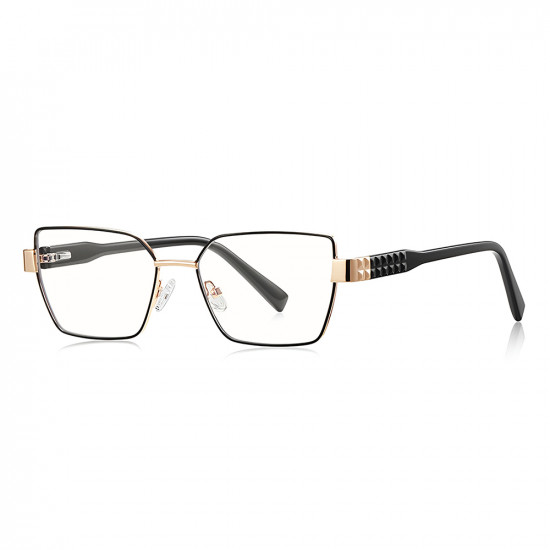 Techsuit Anti Blue Light Glasses Reflex PC (3169) for Women, Hexagonal, Metal Frame, AC Lens Black