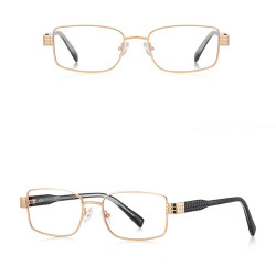 Techsuit Anti Blue Light Glasses Reflex PC (3163) for Women, Rectangle, Metal Frame, AC Lens Gold/Black