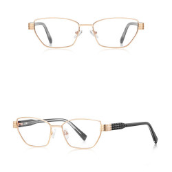 Techsuit Anti Blue Light Glasses Reflex PC (3162) for Women, Rectangle, Metal Frame, AC Lens Gold