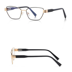 Techsuit Anti Blue Light Glasses Reflex PC (3162) for Women, Rectangle, Metal Frame, AC Lens Black