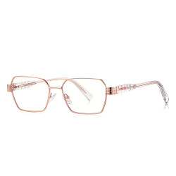 Techsuit Anti Blue Light Glasses Reflex PC (3161) for Women, Rectangle, Metal Frame, AC Lens Rose Gold/Transparent