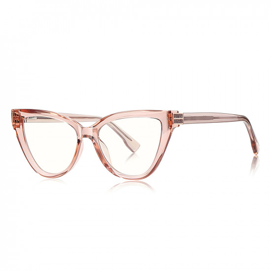 Techsuit Anti Blue Light Glasses Reflex PC (2279) for Women, Cat Eye, TR90&Metal Frame, AC Lens Transparent/Brown