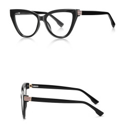 Techsuit Anti Blue Light Glasses Reflex PC (2279) for Women, Cat Eye, TR90&Metal Frame, AC Lens Black