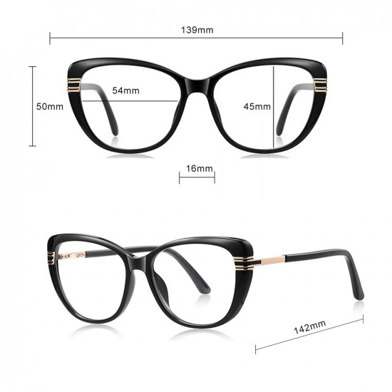 Techsuit Anti Blue Light Glasses Reflex PC (2274) for Women, Oversized, TR90&Metal Frame, AC Lens Black Techsuit Anti Blue Light Glasses Reflex PC (2274) for Women, Oversized, TR90&Metal Frame, AC Lens Black