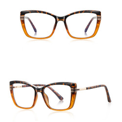 Techsuit Anti Blue Light Glasses Reflex PC (2273) for Women, Oversized, TR90&Metal Frame, AC Lens Transparent/Leopard