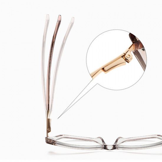 Techsuit Anti Blue Light Glasses Reflex PC (2271) for Women, Rectangle, TR90&Metal Frame, AC Lens Transparent/Brown