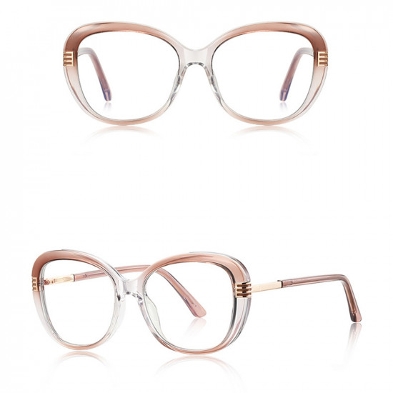 Techsuit Anti Blue Light Glasses Reflex PC (2265) for Women, Butterfly, TR90&Metal Frame, AC Lens Transparent/Brown