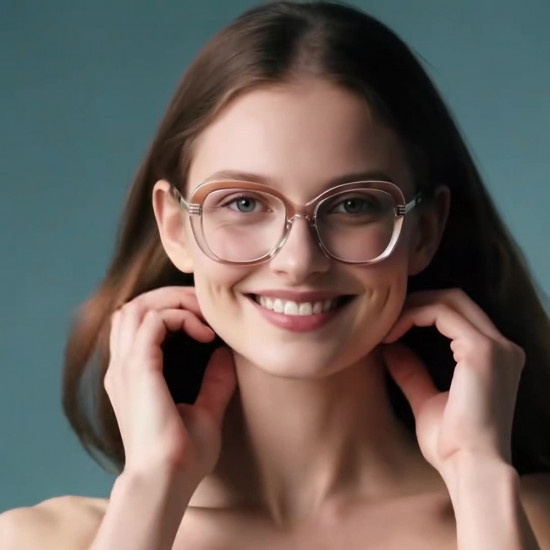 Techsuit Anti Blue Light Glasses Reflex PC (2265) for Women, Butterfly, TR90&Metal Frame, AC Lens Transparent/Brown