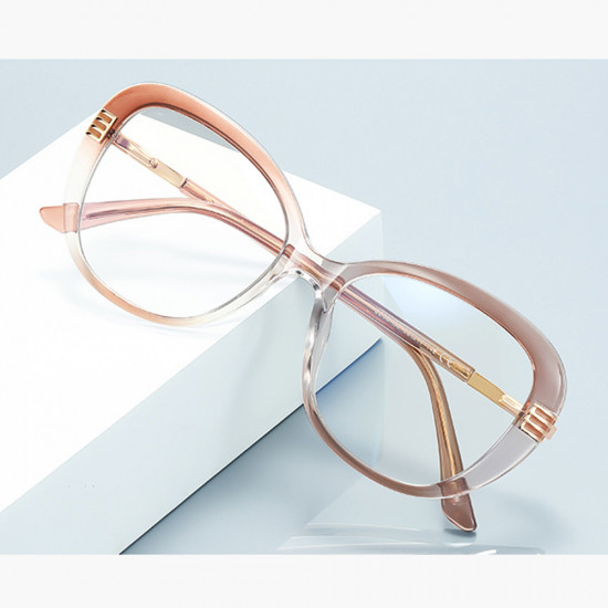 Techsuit Anti Blue Light Glasses Reflex PC (2265) for Women, Butterfly, TR90&Metal Frame, AC Lens Transparent/Brown