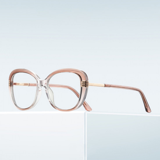 Techsuit Anti Blue Light Glasses Reflex PC (2265) for Women, Butterfly, TR90&Metal Frame, AC Lens Transparent/Brown