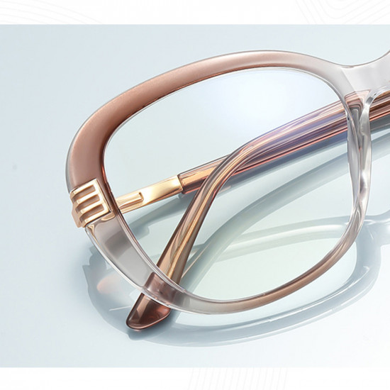 Techsuit Anti Blue Light Glasses Reflex PC (2265) for Women, Butterfly, TR90&Metal Frame, AC Lens Transparent/Brown