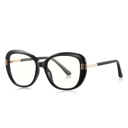 Techsuit Anti Blue Light Glasses Reflex PC (2265) for Women, Butterfly, TR90&Metal Frame, AC Lens Black/Gold