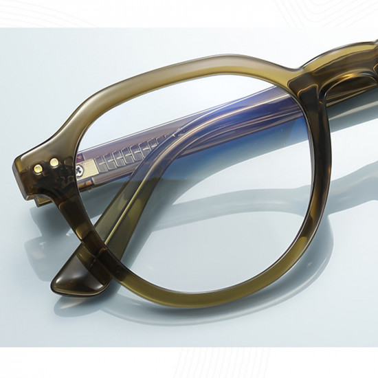 Techsuit Anti Blue Light Glasses Reflex PC (2228) Round, TR90&Metal Frame, AC Lens Transparent/Brown