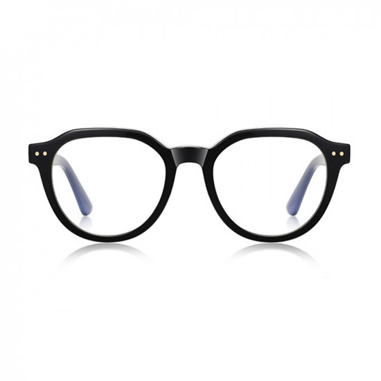 Techsuit Anti Blue Light Glasses Reflex PC (2228) for Men, Round, TR90&Metal Frame, AC Lens Black