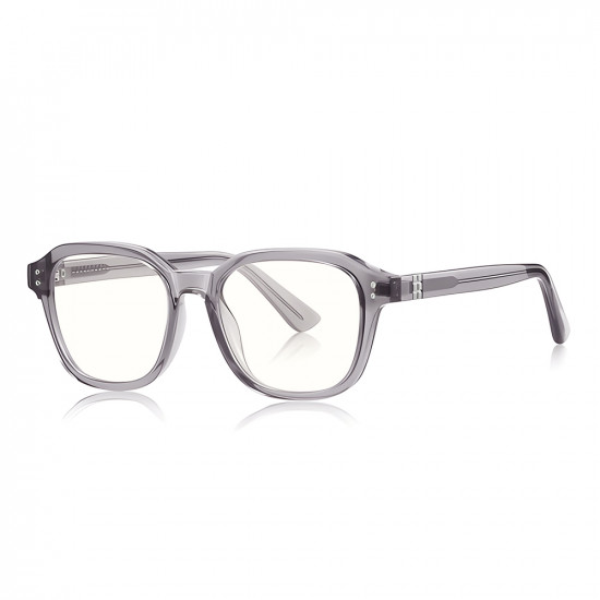 Techsuit Anti Blue Light Glasses Reflex PC (2227) for Men, Round, TR90&Metal Frame, AC Lens Transparent/Gray