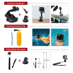 Techsuit Accessory Kit CamQuest 15in1 (SA15) for GoPro Action Camera Black