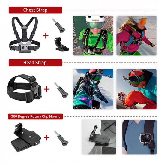 Techsuit Accessory Kit CamQuest 15in1 (SA15) for GoPro Action Camera Black