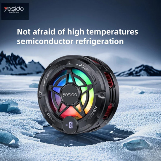 Yesido Phone Cooler (C226) Semiconductor, Magnetic, Universal, Fast Cooling, with RGB, Digital Display Grey