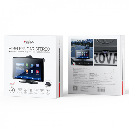Yesido Wireless Car Stereo (KM18) Dual HD Camera, Bluetooth 5.2, Plug&Play, CarPlay, Android Auto, AirPlay Black