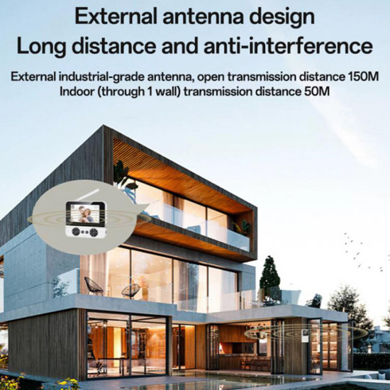 Yesido Wireless Video Intercom Doorbell (KM27) 2.4G, 2K HD 1080*720px, 1000mAh, 4.3" TFT Screen White