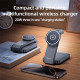 Yesido Wireless Charging Station (DS26) Magnetic, for Phone, Watch, Earbuds, Foldable, Stand, Night Light, 15W Grey