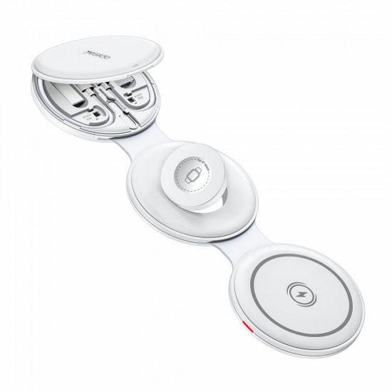 Yesido Wireless Charging Station 5in1 (DS29) for iPhone, Apple Watch, AirPods, Magnetic, Foldable, Holder, 15W White