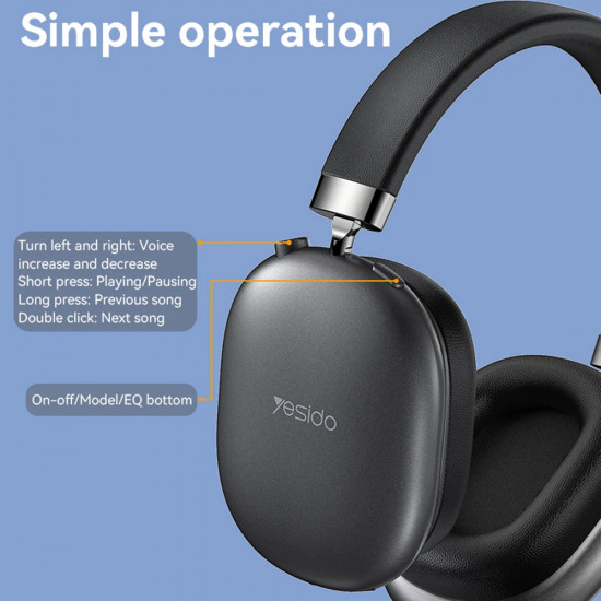Yesido Wireless Headphones (EP05) Bluetooth V5.2, Noise Cancelling, 400mAh, Waterproof, Type C Charging Black Yesido Wireless Headphones (EP05) Bluetooth V5.2, Noise Cancelling, 400mAh, Waterproof, Type C Charging Black