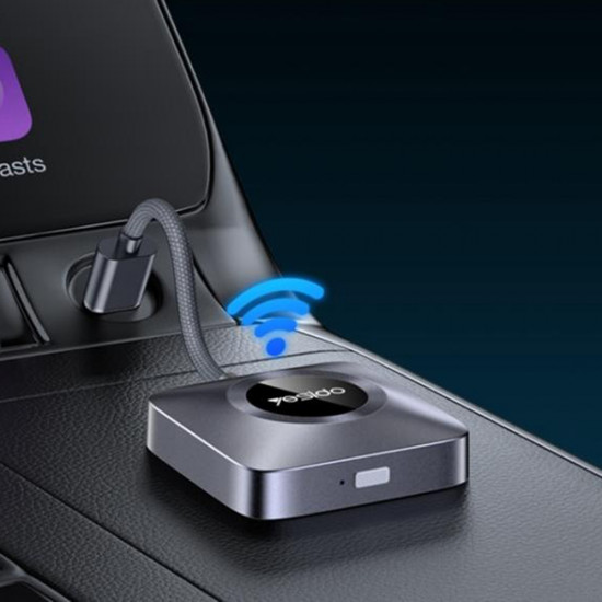 Yesido Wireless CarPlay Adapter (KM23) with USB to Type C Cable, Bluetooth V5.0, 1080P Grey