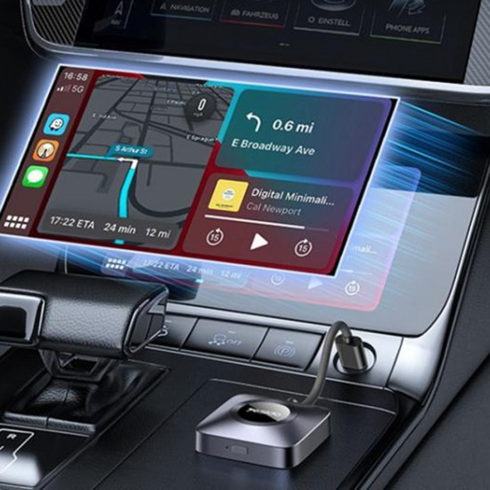 Yesido Wireless CarPlay Adapter (KM23) with USB to Type C Cable, Bluetooth V5.0, 1080P Grey